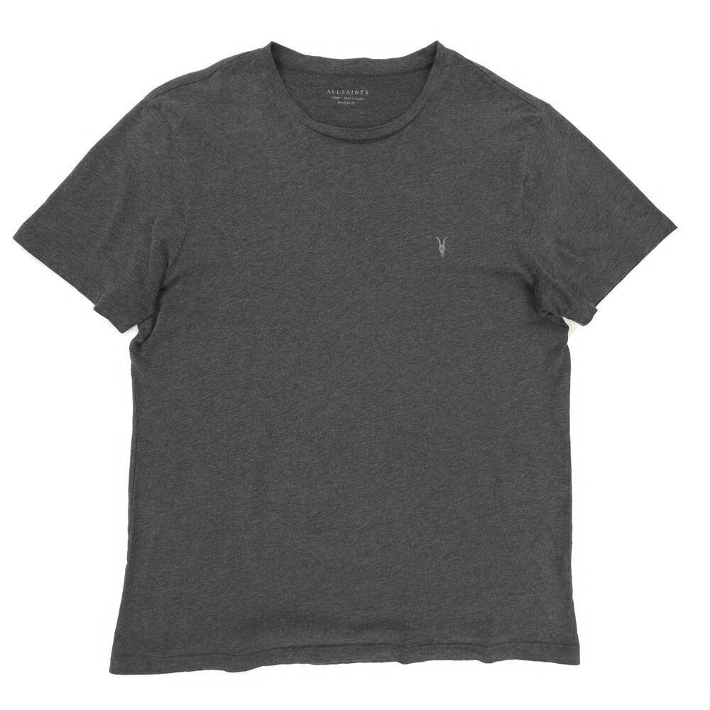 NEW Allsaints Brace Tonic Crew Brushed Cotton T-Shirt Minimal Quiet Luxury Gray